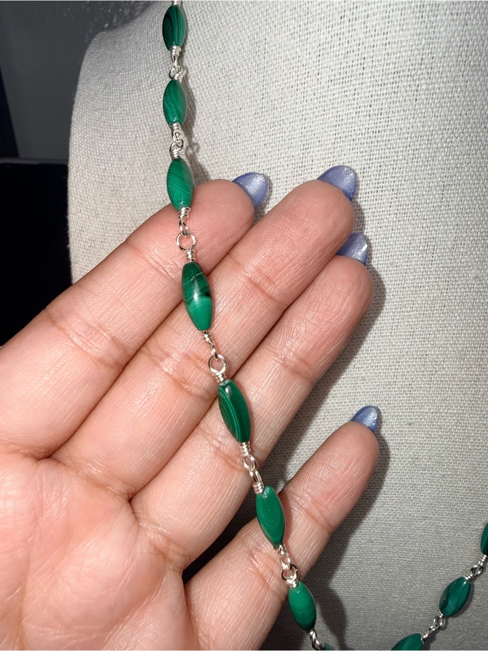 Wire Wrapped Malachite Necklace | 21” Handmade Gemstone Necklace - Picture 2 of 3